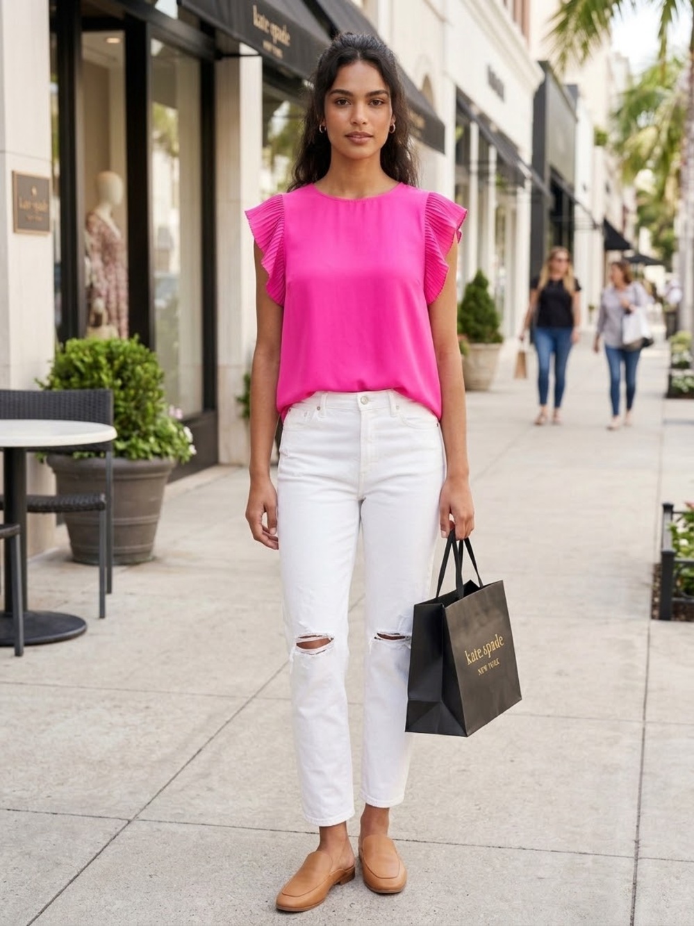 kate spade Hot Pink Ruffle Sleeve Blouse